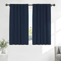 Pony Dance Blackout Curtain Panels for Kitchen, Cafe Curtains for Bathroom, Thermal Insulated Blackout Draperies Window Treatment Tiers (2 Panels, Navy Blue, 34x45 Inch)