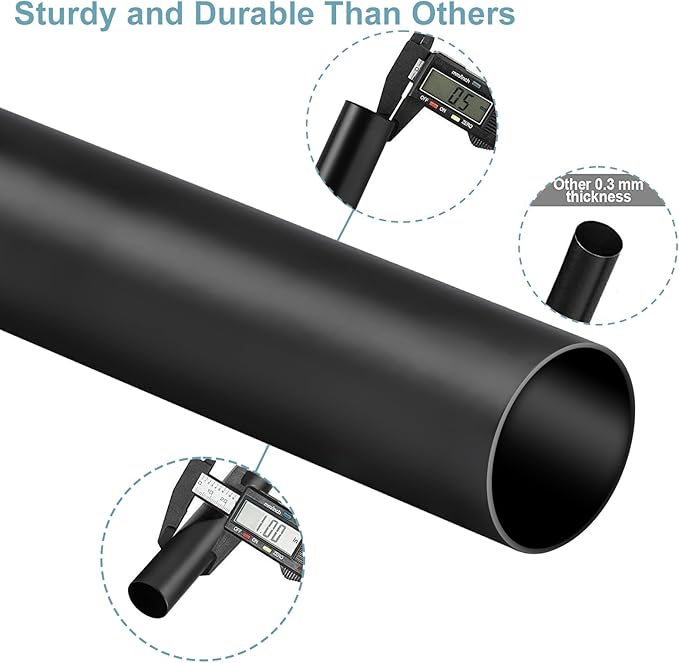 Byondeth Curtain Rods for Windows 16 to 200 Inches Adjustable Length 1 Inch Diameter Window Curtain Rod with Aluminium Finials, Black