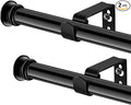 Curtain Rods 2 Pack 5/8 inch Black Curtain Rods for Windows 30 to 116 Inch with Brackets Easy to Install for Bedroom Living room Kitchen