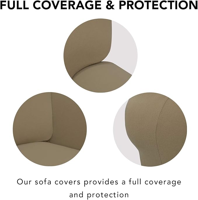 PureFit Super Stretch Sofa Slipcover – Spandex Non Slip Soft Couch Sofa Cover, Washable Furniture Protector with Non Skid Foam and Elastic Bottom for Kids, Pets （Loveseat, Tan）