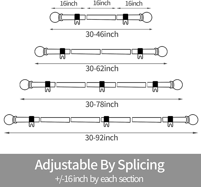 Thestoa Curtain Rods for Windows 30-46 inch, 5/8" Brushed Nickel Curtain Rod, Stainless Steel Small Curtain Rods for Bedroom, Living Room, Farmhouse, Outdoor Curtain Rod Silver