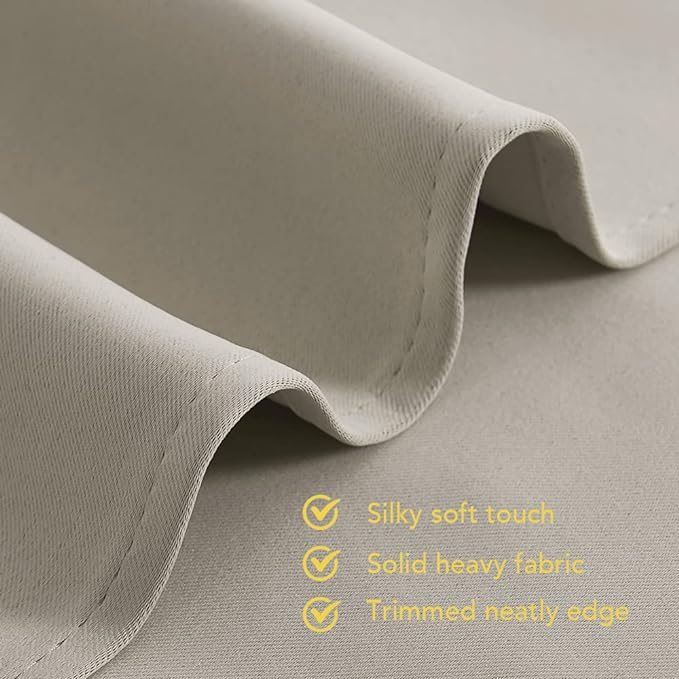 NICETOWN Modern Blackout Curtains Noise Reducing, Thermal Insulated and Privacy Room Darkening Drape Panels for Boy's Guest Room Door Small Short Window (Natural, 2 Panels, W42 x L54 -Inch)