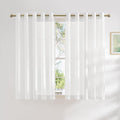 NICETOWN White Linen Sheer Bedroom Curtains 63 inch Length, Grommet Linen Textured Semi Sheer Privacy Window Treatments Light Filtering for Kids Room, W62 x L63, Set of 2