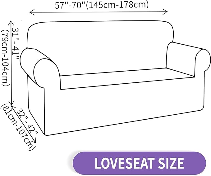 ZNSAYOTX Super Stretch Loveseat Covers (57"-70"), New Striped Love Seat Slipcover, Dogs Pet Friendly Anti-Slip Couch Protector Spandex Durable 2 Seater Fabric Sofa Cover (Beige, Loveseat)