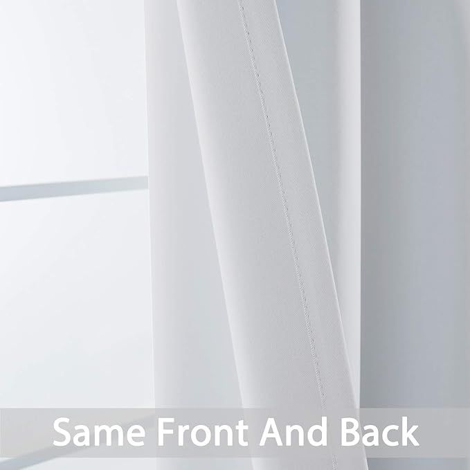 Yakamok Blackout Curtains Room Darkening Thermal Insulated Window Panels,Solid Grommet Top Drapes for Bedroom/Living Room(62Wx84L,Greyish White, 2 Panels)