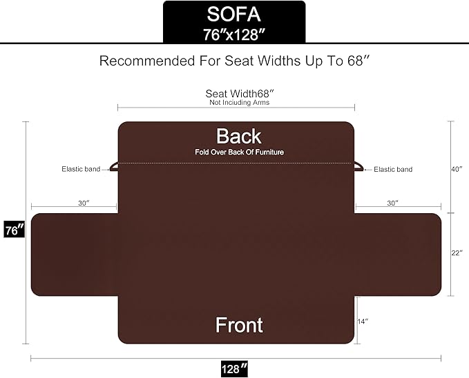 U-NICE HOME Reversible Sofa Cover Couch Cover for Dogs with Elastic Straps Water Resistant Furniture Protector for Pets Couch Cover for 3 Cushion Couch (Sofa, Chocolate/Taupe)