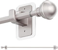 ENJOYBASICS No Drill Curtain Rods for Window 48 to 84 Inches, 5/8 Inch Diameter Renter Friendly Drapery Rod with Adhesive Brackets without Drilling, Adjustable from 27 to 90 Inches, Nickel