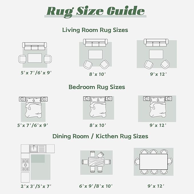 Area Rug 8x10 Washable Rug, Vintage Boho Medallion Rugs Non-Slip Soft Low Pile Large Distressed Rug Indoor Retro Carpet for Living Room Bedroom Dining Room Home Office (Green Beige, 8'x10')