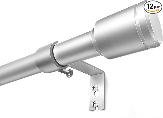 5/8” Diameter Curtain Rods 30-90 Inch, for 30-84 Inch Windows, Adjustable Splicing Silver Curtain Rods for Windows with Brackets, Window Rod Long Small Curtains Rod, 2 Pack