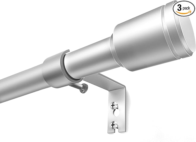 5/8” Diameter Curtain Rods 30-45 Inch, for 30-39 Inch Windows, Adjustable Splicing Silver Curtain Rods for Windows with Brackets, Window Rod Long Small Curtains Rod