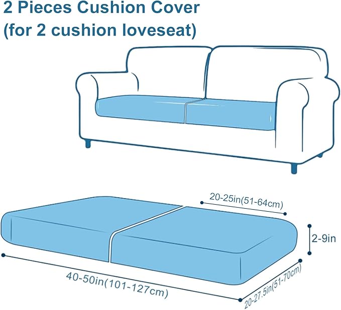 Smiry Printed Couch Cushion Covers, Stretch Soft Couch Covers for Sofa, Washable Non-Slip Sofa Slipcover Furniture Protector for Indoor and Outdoor (2 Pack, Burgundy)