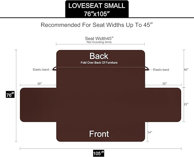 U-NICE HOME Loveseat Sofa Cover Reversible Couch Covers for 2 Cushion Couch for Dogs Furniture Protector Cover with Elastic Straps Water Resistant(Loveseat Small, Dark Grey/Light Grey)