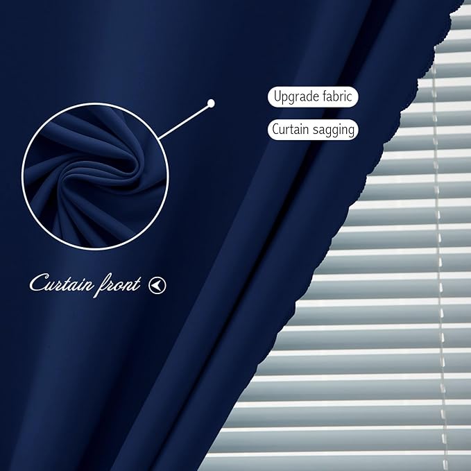 Self Adhesive Portable Blackout Curtains for Bedroom Easy to Install Window Thermal Lnsulated Kitchen Room Darkening Small Window Curtains, 47" W X 59" L, Navy Blue, 1 Panel
