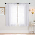 White Window Sheer Curtains 45 Inches Length, Voile Short Curtains for Living Room Bedroom, Modern Soft Window Drapes 2 Panels Set, Top Dual Rod Pocket Design, 2x42Wx45L Inches