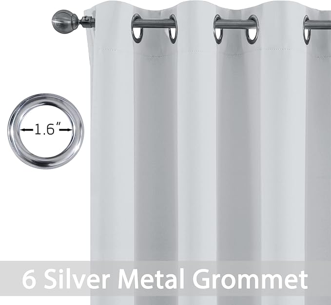 Yakamok 72 Inch Length 100% Blackout Curtains for Bedroom, Light Blocking Drapes Room Darkening Thermal Insulated Solid Grommet Panels for Living Room(38Wx72L, Greyish White, 2 Panels)