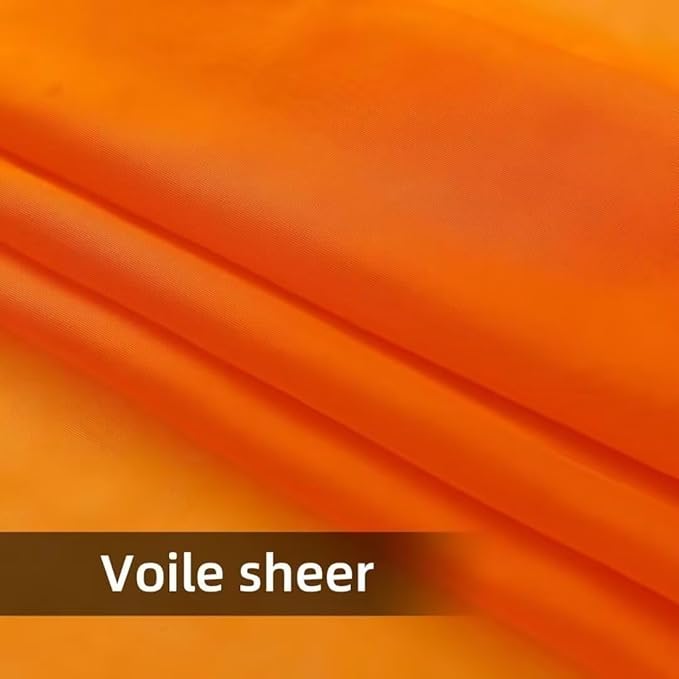 youleyar Solid Sheer Rod Pocket Curtain Voile Draperies 4 Panels White Beige Black Grey Ivory 52 Inch Width 63 Inch Long 1 Pair for Kitchen Bedroom Children Living Room Yard(Orange,52 Wｘ63 L)