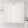 Lecloud Ivory Sheer Curtains 63 Inch Length 2 Panels Set, Rod Pockets Voile Bedroom Curtains for Living Room, Soft Light Filtering Window Treatments Drapes for Bathroom, Each Panel 59" W x 63" L