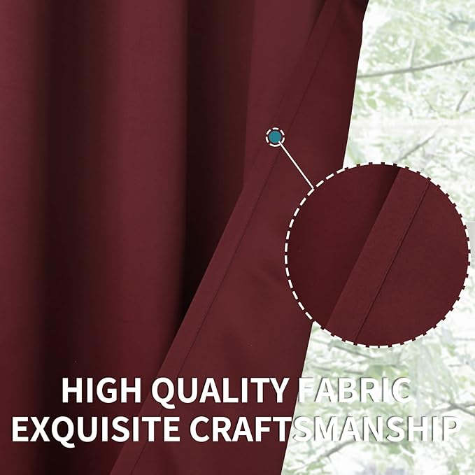 BGment Blackout Curtains - Grommet Thermal Insulated Room Darkening Bedroom and Living Room Curtains, Set of 2 Curtain Panels (52 x 63 Inch, Burgundy)