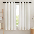 NICETOWN Linen Sheer Curtains Flax for Bedroom, Grommet Top Semi Sheer Privacy Linen Blend Window Treatment Light Filtering for Living Room/Farmhouse, 52" W x 63" L, Set of 2