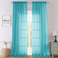 Lecloud Turquoise Sheer Curtains 108 Inches Long 2 Pcs, Rustic Farmhouse Dual Rod Pocket Window Curtains for Living Room, Bedroom Decor Light Filtering Soft Airy Drapes, Each Panel 59" W x 108" L
