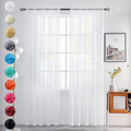 youleyar Solid Sheer Rod Pocket Curtain Voile Draperies 2 Panels White Beige Black Grey Coffee 52 Inch Width 96 Inch Long 1 Pair for Kitchen Bedroom Children Living Room Yard(White,52Wｘ96L)