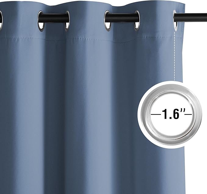 NICETOWN Room Darkening Draperies Curtains Panels, 2 Panels Stone Blue W52 x L63