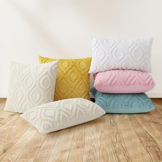 decorUhome Summer Throw Pillow Covers 26x26 Inch Set of 2, Soft Plush Faux Wool Light Pink Solid Couch Pillow Covers, Accent Euro Sham Farmhouse Neutral Square Pillow Cases for Sofa Bed Living Room
