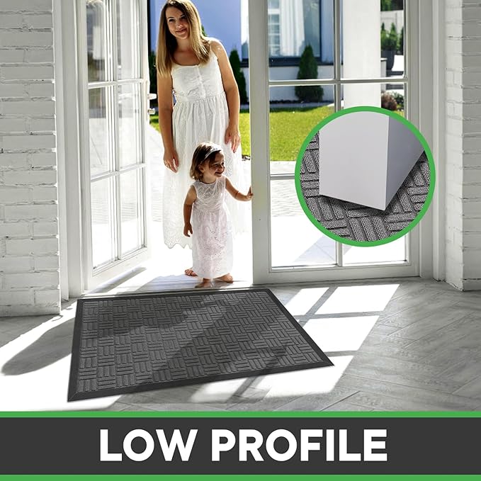 Mibao Front Door Mat, Heavy Duty Durable Welcome Mat for Outdoor Indoor, Dirt Trapper Waterproof Super Absorbent Door Mat for Entryway Outside Patio Porch, 29.5" x 17", Light Grey