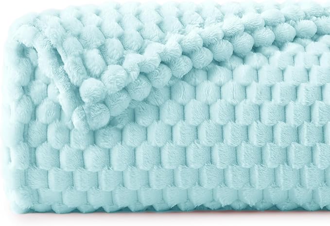 BEDELITE Fleece Blanket - 3D Jacquard Decorative Cloud Blue Throw Blankets for Couch & Bed, Soft and Cozy Warm Plush Fluffy Blanket All Seasons Suitable, 50x60Inches
