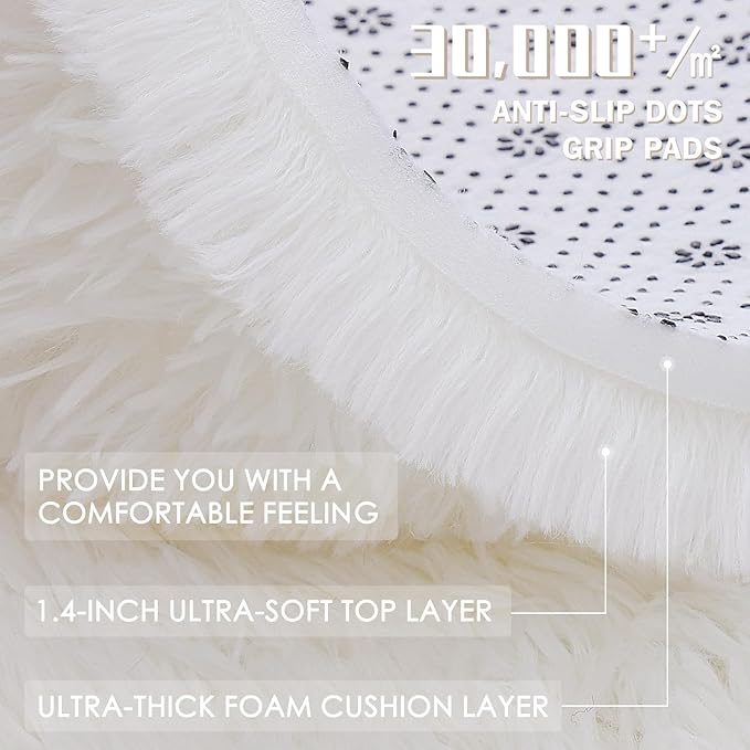 OLANLY 3x10 Machine Washable Runner Rugs for Hallway, Soft Fluffy Shaggy Bedside Rugs for Bedroom, Living Room, Indoor Floor Carpet for Kids Girls and Boys, Nursery Rooms, Home Decor Aesthetic, Ivory