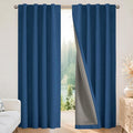 Joydeco Blackout Curtains for Bedroom - 100% Light Blocking 2 Panels Navy Blue Drapes 37" W x 72" L, Thermal Insulated Room Darkening Curtains, Linen Textured for Living Room, Rod Pocket & Back Tabs