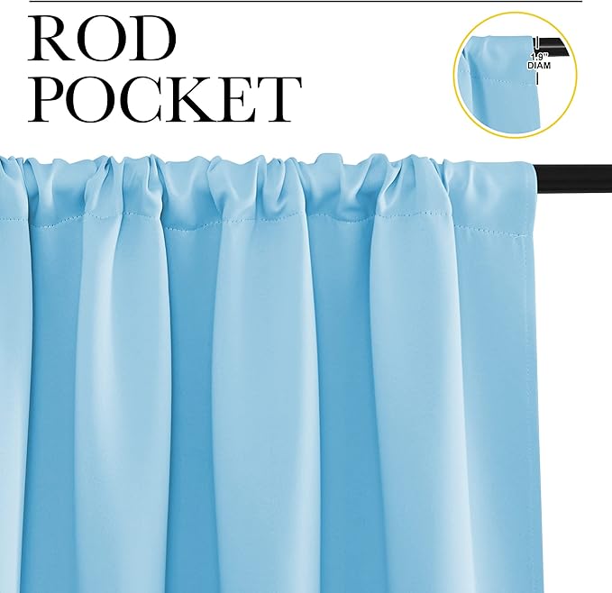 NICETOWN 2 Panels Blackout Curtains, Rod Pocket Thermal Insulated Drapes 84 inches Long, Easy-Care Modern Home Decoration Sunshades for Guest Room, Living Room, Office, 62 x 84 Inch, Blue
