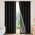 Joydeco Blackout Curtains for Bedroom - 100% Light Blocking 2 Panels Set Black Drapes 66" W x 108" L, Thermal Insulated Room Darkening Curtains, Linen Textured for Living Room, Rod Pocket & Back Tabs