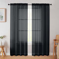 Black Sheer Curtain for Bedroom Living Room 72 Inches Long 2 Panels Set, Solid Soft Airy Light Filtering Sheer Window Curtains, Modern Rod Pocket Door Curtain, Black, 42" Wx72 L Inches