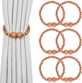 Magnetic Curtain Tiebacks, 6 Pack Curtain Holdbacks for Draperies, Wood Bead Curtain Tiebacks, Curtain Tie Backs for Bedroom Decor, Boho Room Decor, Nursery Decor, Farmhouse Decor, Office Decor