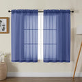Gwine Royal Blue Sheer Curtains for Living Room 45 inches Long, Short Voile Light Filtering Window Treatments Sheer Curtains for Bedroom, Half Window Drapes with Rod Pocket, Each 42" Wx45 L