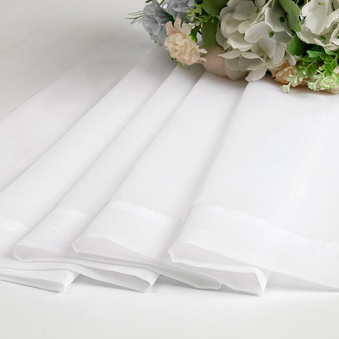 Chyhomenyc Sheer White Curtains 90 inches Long 2 Panels, Light Filtering Soft Airy Solid Elegant Voile Window Treatment Drapes for Bedroom Living Room Wedding Party Decor, 42 Wx90 L Inches