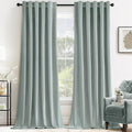 MIULEE Velvet Curtains 90 inches - Luxury Blackout Curtains for Bedroom Living Room Thermal Insulated Super Soft Window Drapes Rod Pocket & Back Tab, Misty Blue, W52 x L90 inches, 2 Panels