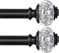 USFOOK 2 Pack Curtain Rod 32 to 58 Inches (2.6-4.8ft), USFOOK 7/8 Inch Telescoping Splicing Curtain Rods for Windows 20 to 54 Inch, Black Decorative Drapery Rods for Home with Translucent Finials