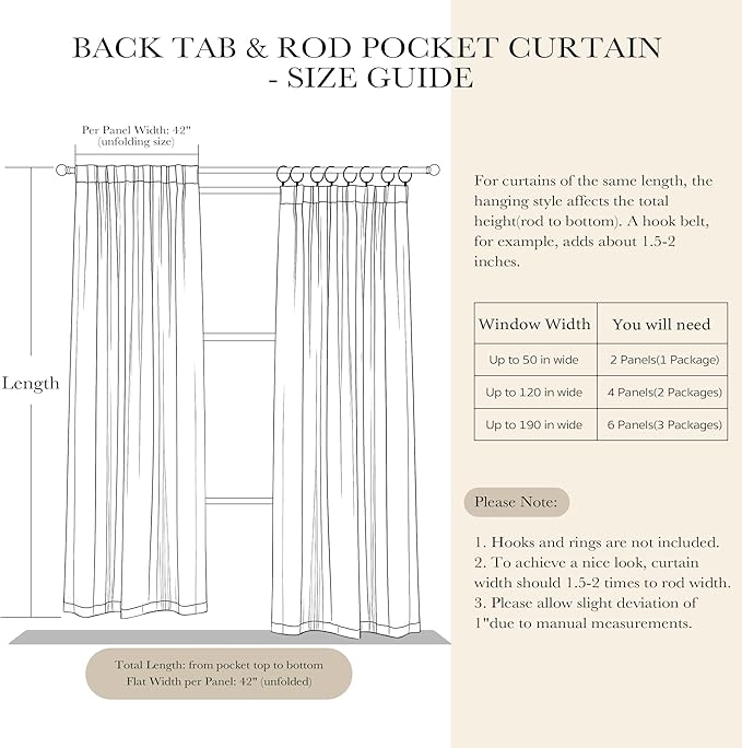 PONY DANCE Blackout Curtains Thermal Insulated Window Treatment Panels Room Darkening Shade Drapes for Living Room Back Tab/Rod Pocket Bedroom Draperies, 42 x 84 Inch, Biscotti Beige, 2 Panels