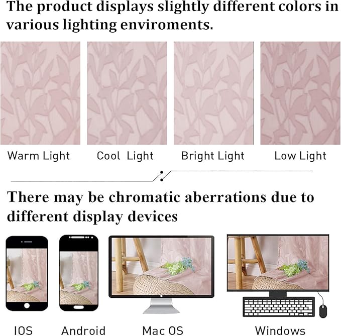Lecloud Leia Jacquard Textured Blush Pink Curtains Sheer Valances for Windows 14 Inch Length 2 PCS, Dual Rod Pockets Window Living Room Curtain Valance, Clip Leaf Bedroom Kitchen Drapes, 38W x 14L