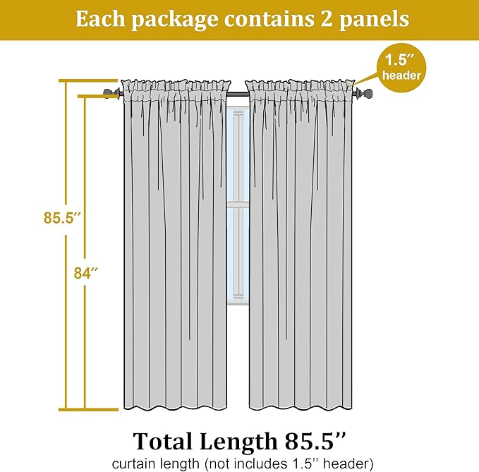 OWENIE Furman Sheer Sage Green Curtains 84 inches Long for Bedroom Living Room 2 Panels Set, White Curtains Jacquard Clip Light Filtering Semi Sheer Curtain Rod Pocket Window Drapes, 52Wx84L inch