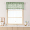 Chyhomenyc Sage Green Sheer Valances for Windows 14 Inch Length 2 Pcs, Light Filtering Leaf Textured Cafe Short Kitchen Curtains, Top Small Curtain for Living Room Bedroom Basement, 42" W x 14" L