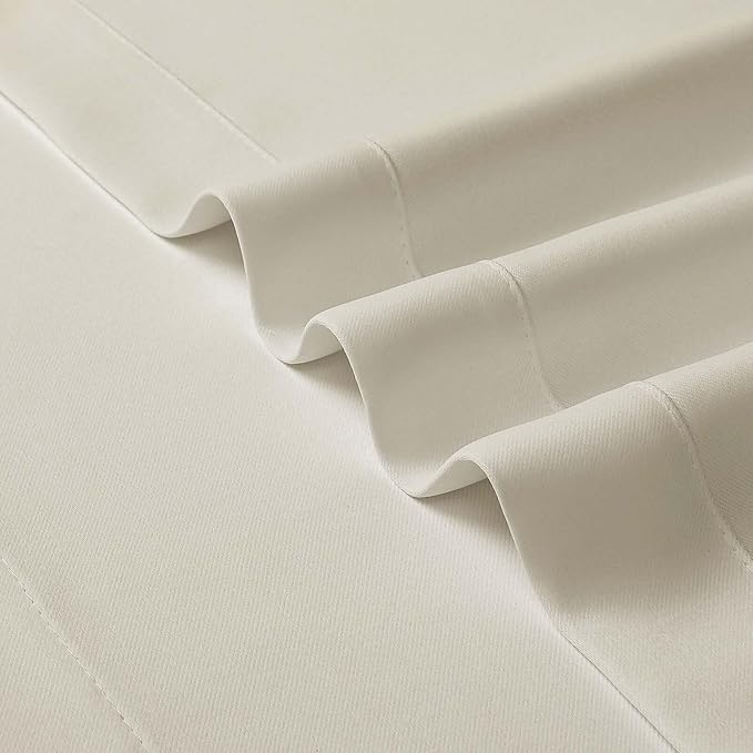 Chyhomenyc Kitchen Valances for Windows, Short Window Valance Curtains for Living Room Bedroom Bathroom, Room Darkening Solid Privacy Small Valances, 60Wx16L, 2 Pack, Natural