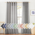 NICETOWN Living Room Sheer Linen Curtains for 84 inch Length 2 Panels Set, Grommet Semi Sheer Linen Blend Drapes Privacy with Light Filtering for Sliding Door, Charcoal Grey, W70 x L84