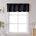 Chyhomenyc Black Short Curtain Valance for Windows, Faux Linen Textured Half Window Curtains, Burlap Solid Topper Small Curtain for Bathroom Laundry Basement Valance, 60Wx16L Inch, 1 Piece