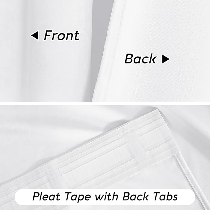 RYB HOME Pure White Velvet Curtains 96 inches for Bedroom - Luxury Light Reducing Vertical Drapes Simple Home Decoration for Sliding Door Living Room, W52 x L96, 2 Pieces
