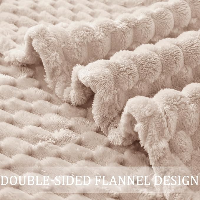 Exclusivo Mezcla Fleece King Blanket for Bed, Extra Large Fuzzy Camel Bed Blankets, Soft Cozy Plush Sofa Throws for All Seasons, 90x104 Inches
