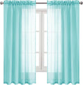 DWCN Aqua Sheer Curtains Semi Transparent Voile Rod Pocket Curtains for Bedroom and Living Room, 52 x 72 inches Long, Set of 2 Panels