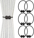 Melaluxe 6 Pack Magnetic Curtain Tiebacks, Decorative Curtain Holdbacks for Window Décor (Black)